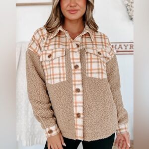 Orange and teddy multi colored shacket